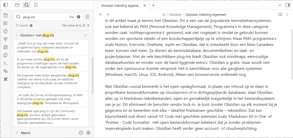 Obsidian workshop (deel 3) strategieën en methoden - zoek