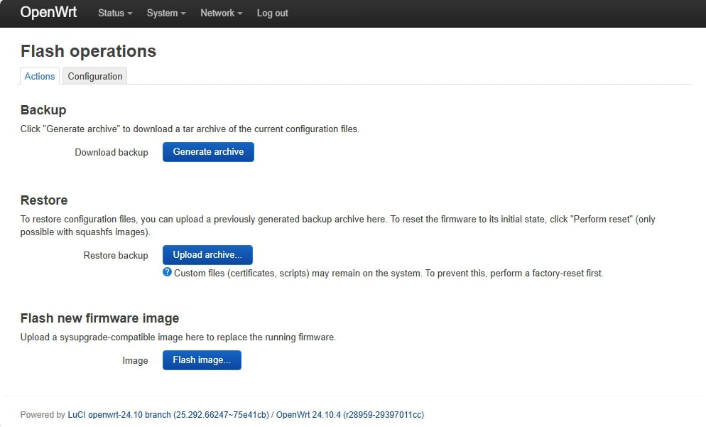 OpenWrt-router voor meerdere netwerken - backup