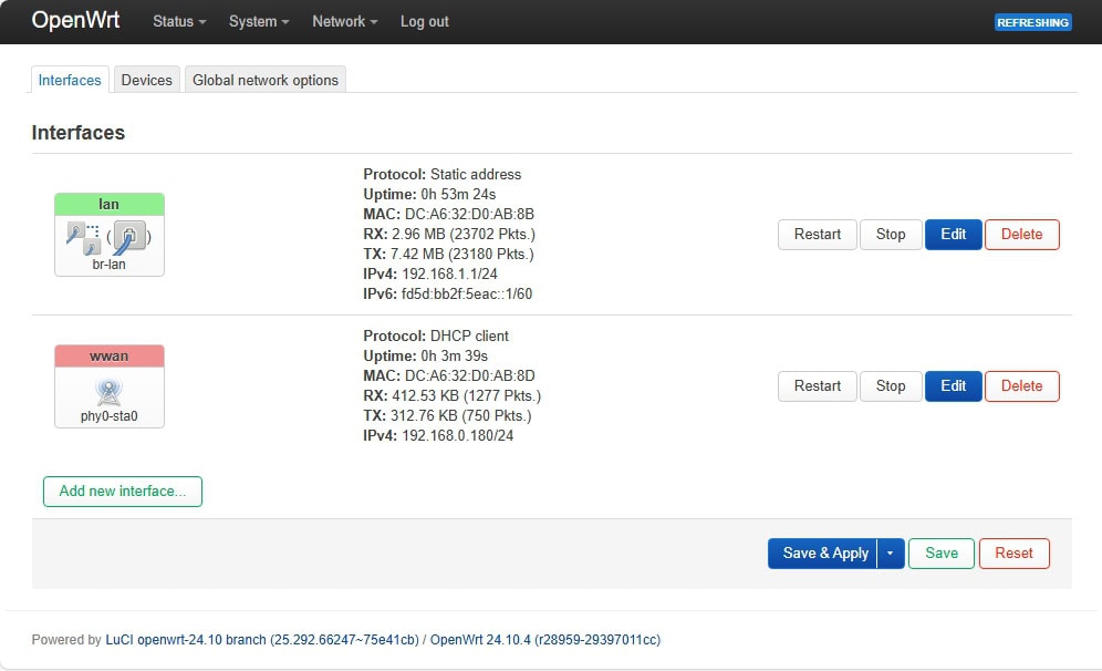 OpenWrt-router voor meerdere netwerken - wwan