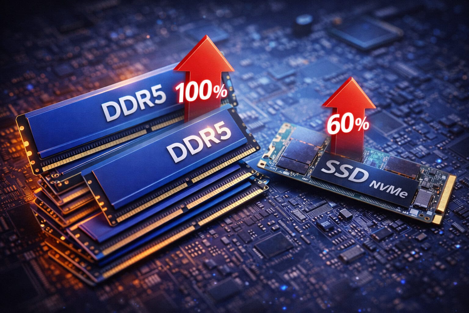 thumbnail voor Recordstijgingen dreigen voor werkgeheugen en ssd&rsquo;s