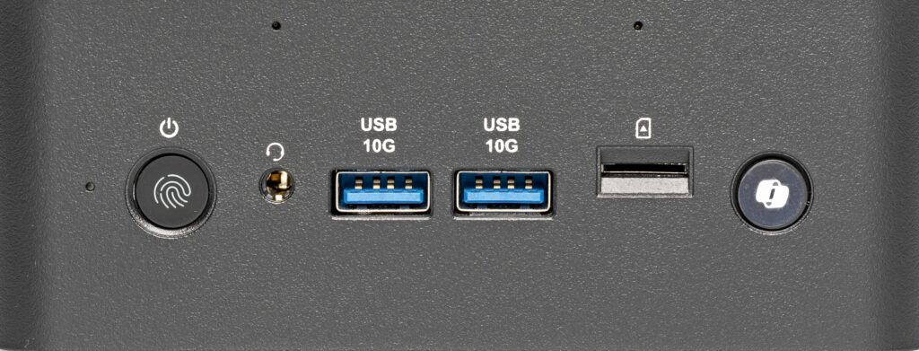 MSI Cubi NUC AI+ 2MG vooraanzicht front view copilot knop vingerafdruklezer
