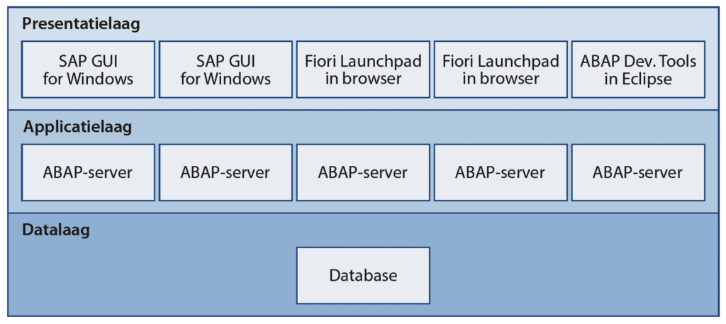 SAP programmeertaal ABAP, lagen in ABAP-systemen - presentatie, applicatie, data