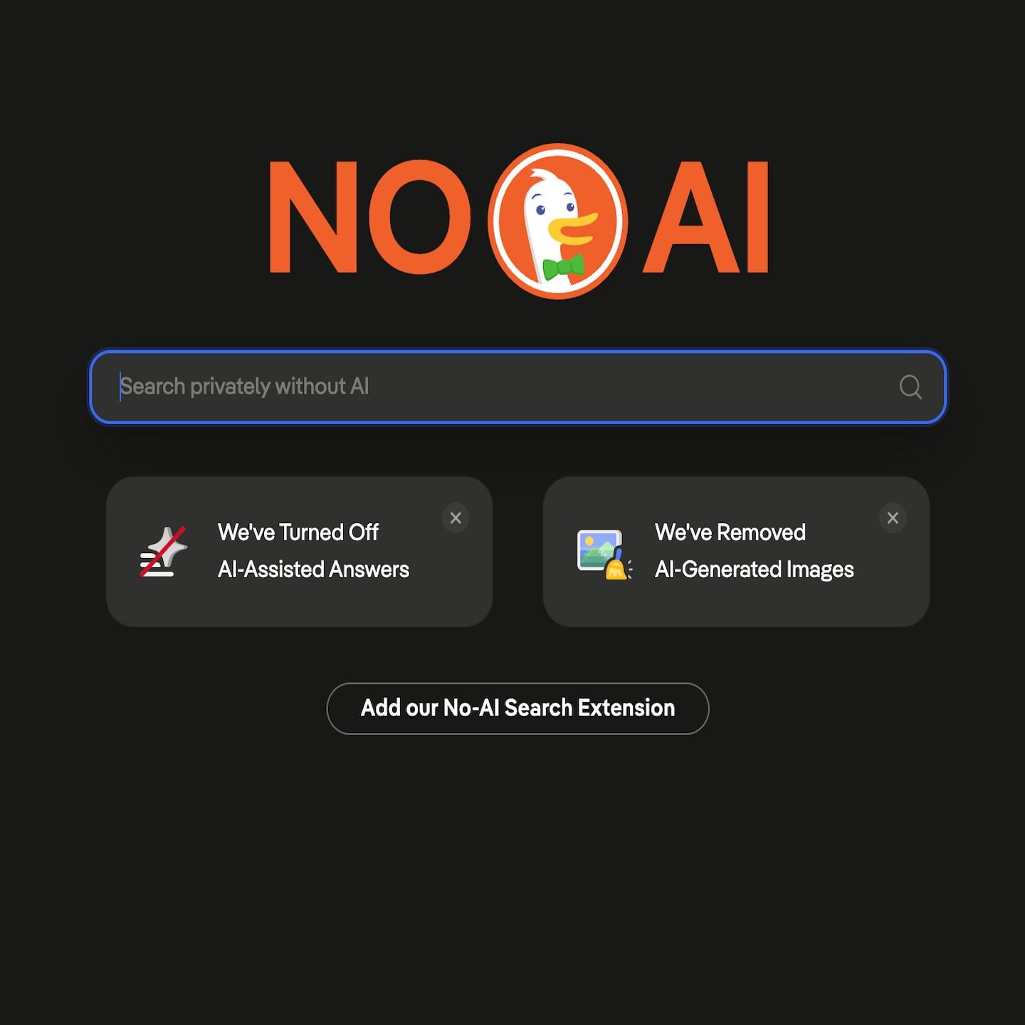 thumbnail voor DuckDuckGo speelt in op AI-moeheid met &lsquo;No AI Search&rsquo;