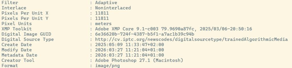 exiftool screenshot