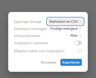 notitie van Notion exporteren naar Markdown (voor Obsidian)