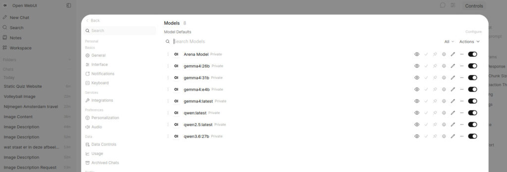 modellen downloaden in Ollama