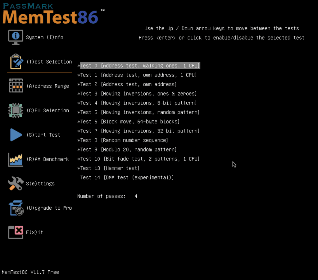 De opstartbare RAM-tester Memtest86