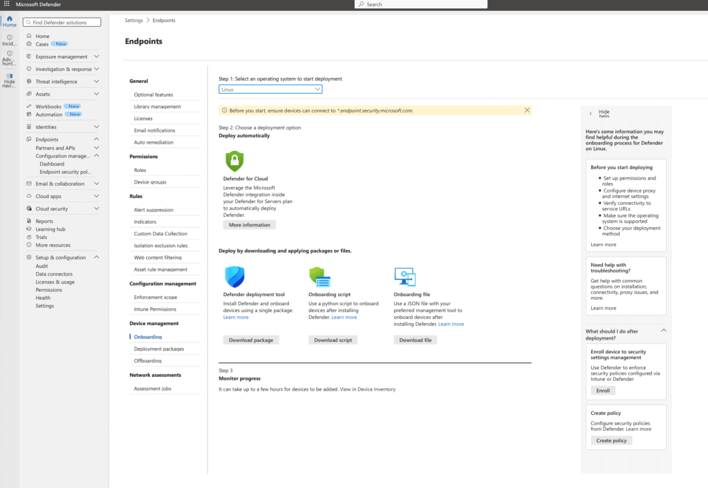 Microsoft Defender for Endpoints portal
