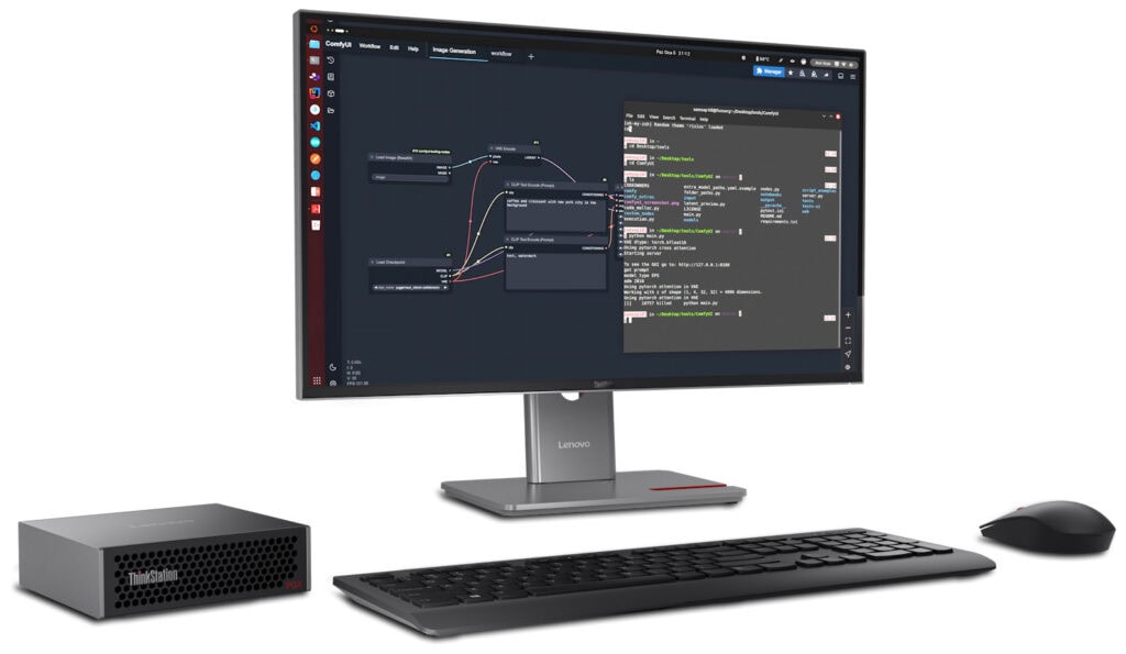 Lenovo ThinkStation PGX met monitor en toetsenbord