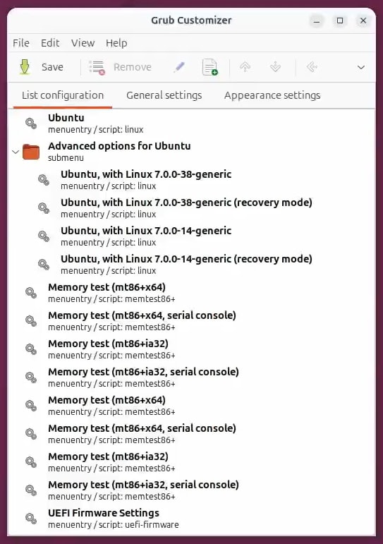 Grub Customizer voor Grub instellingen