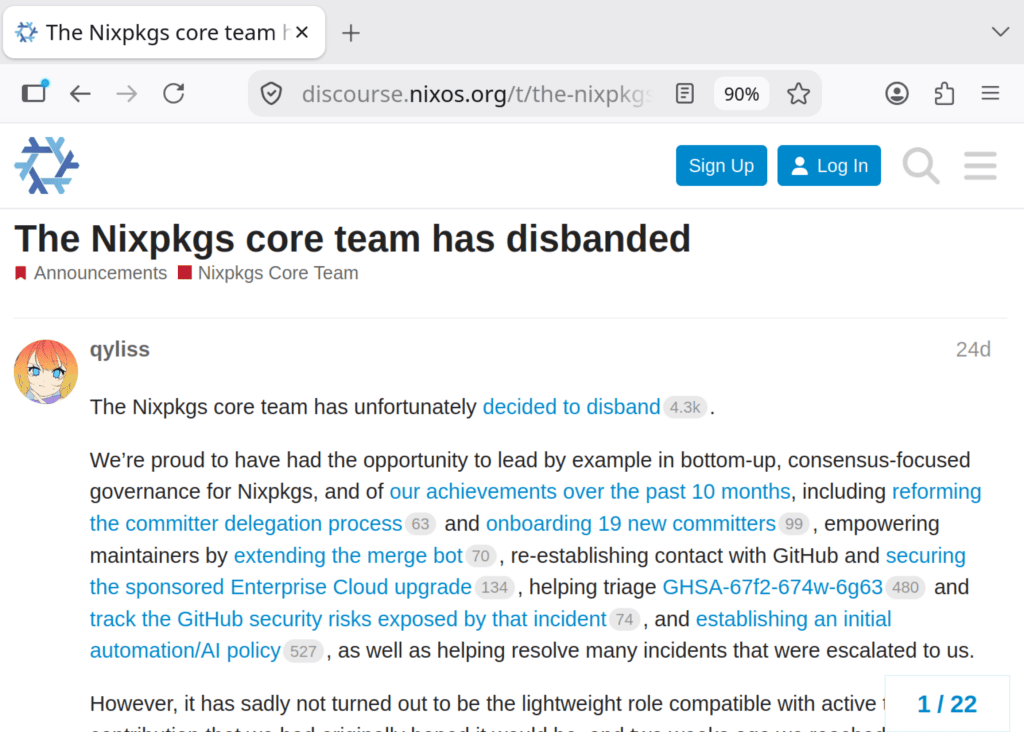 Core-team van nixpkgs  opgeheven